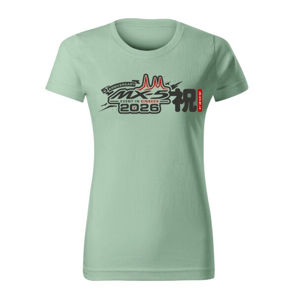 T-SHIRT ♀ | EIN-MX5-Event 2026 | M | salbeigruen | Vorderseite | mazda/mx5
