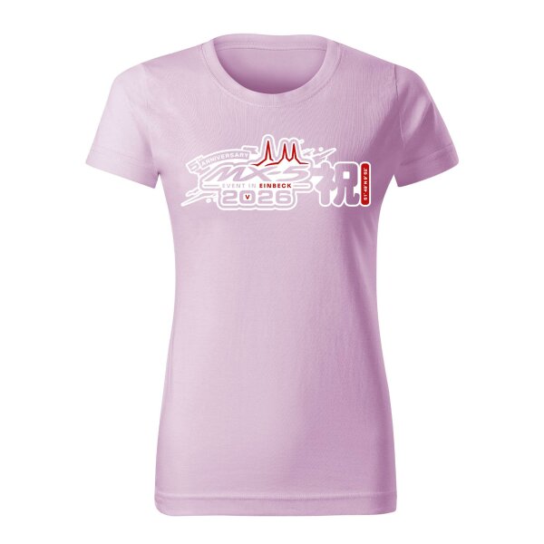 T-SHIRT ♀ | EIN-MX5-Event 2026 | S | orchidee | Vorderseite | mazda/mx5