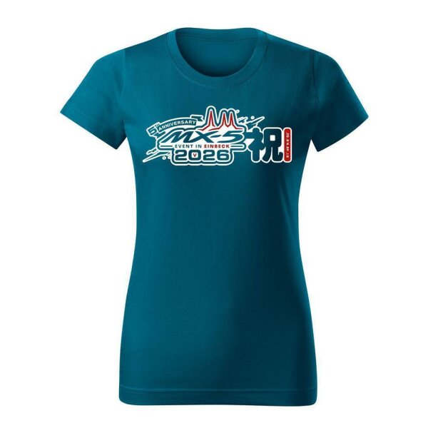 T-SHIRT ♀ | EIN-MX5-Event 2026 | XXL | petrolblau | Vorderseite | mazda/mx5