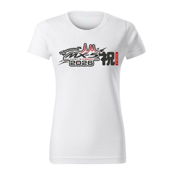 T-SHIRT ♀ | EIN-MX5-Event 2026 | M | weiss | Vorderseite | mazda/mx5