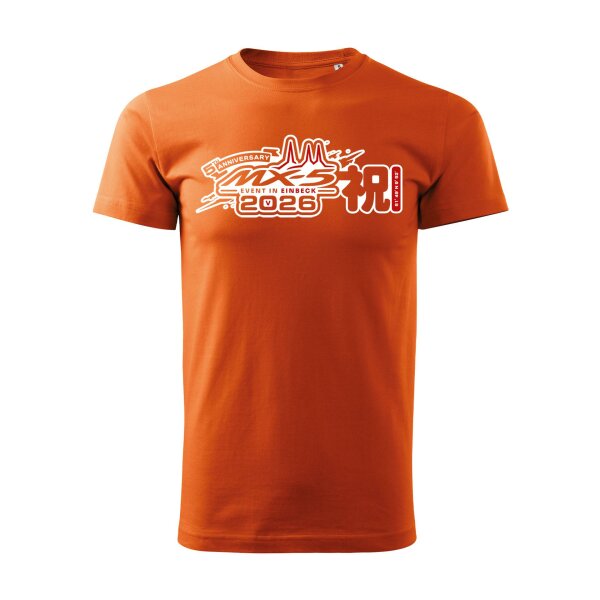 T-SHIRT ♂ | EIN-MX5-Event 2026 | M | orange | Vorderseite | mazda/mx5