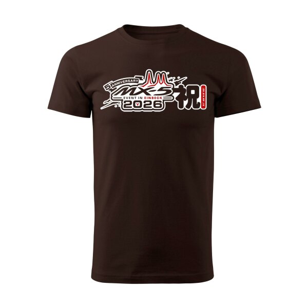 T-SHIRT ♂ | EIN-MX5-Event 2026 | L | kaffee | Vorderseite | mazda/mx5