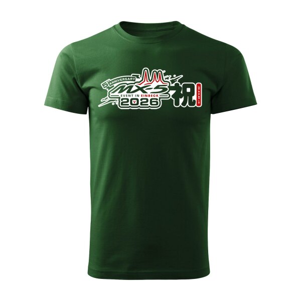 T-SHIRT ♂ | EIN-MX5-Event 2026 | M | flaschengruen | Vorderseite | mazda/mx5