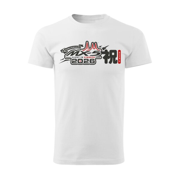 T-SHIRT ♂ | EIN-MX5-Event 2026 | L | weiss | Vorderseite | mazda/mx5