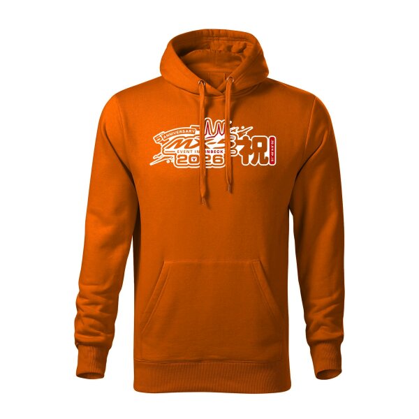 HOODIE ♂ | EIN-MX5-Event 2026 | M | orange | Vorderseite | mazda/mx5