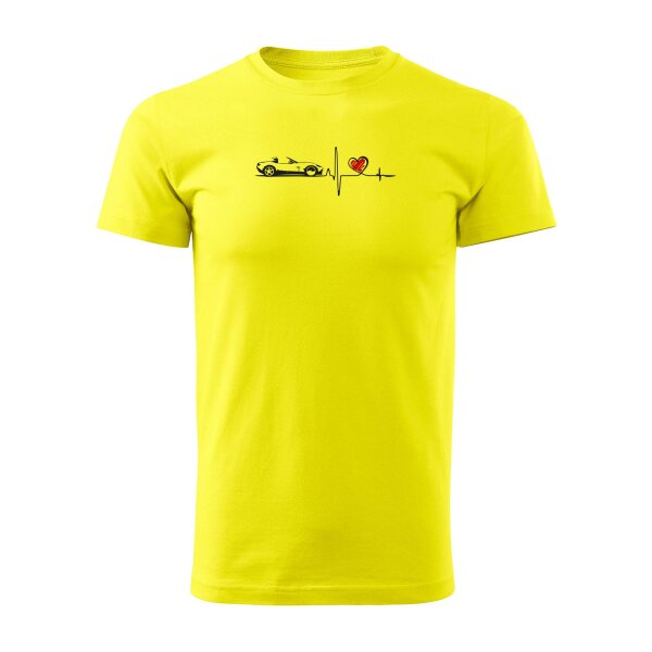 T-SHIRT ♂ | HEARTBEAT - CLASSIC | L | ZITRONENGELB | VORDERSEITE | MAZDA/MX5/RF