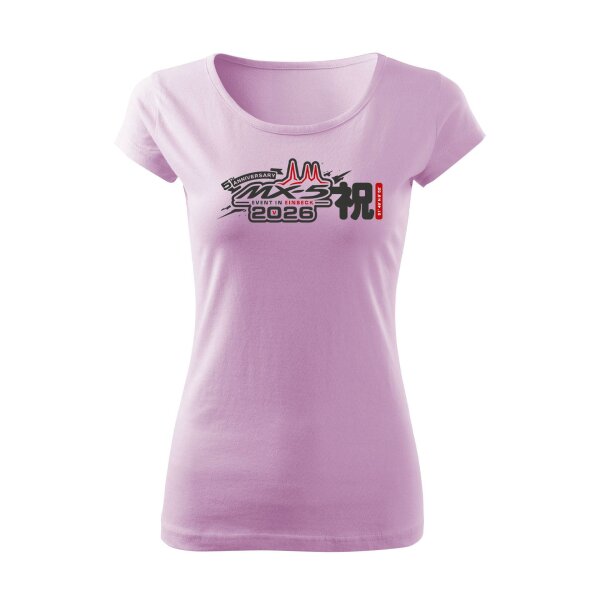 T-SHIRT ♀ | BOATNECK | EIN-MX5-Event 2026 | M | orchidee | Vorderseite | mazda/mx5