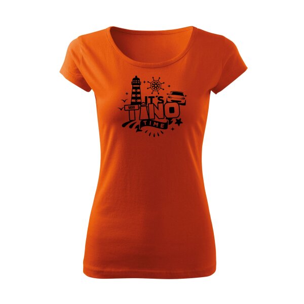 T-SHIRT ♀ | BOATNECK | TINO TIME | M | orange | Vorderseite | mazda/mx5/nb