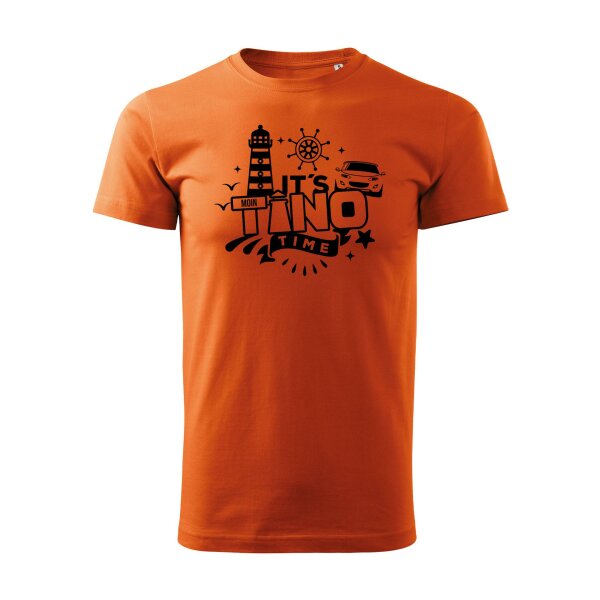 T-SHIRT ♂ | TINO TIME | XL | orange | Vorderseite | mazda/mx5/nc
