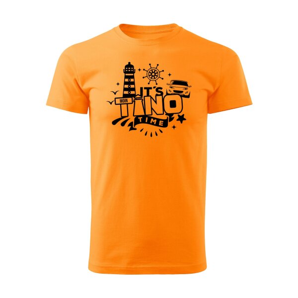 T-SHIRT ♂ | TINO TIME | L | mandarineorange | Vorderseite | mazda/mx5/nc
