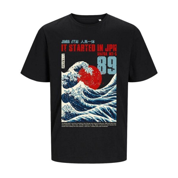 T-SHIRT ♂ | 01/2026 | STARTED IN JPN | MX-5 | L | black | Vorderseite | mazda/mx5