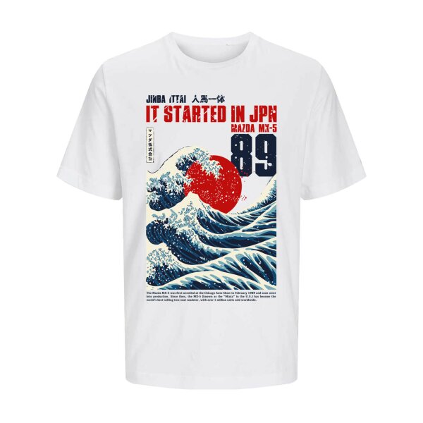 T-SHIRT ♂ | 01/2026 | STARTED IN JPN | MX-5 | L | white | Vorderseite | mazda/mx5