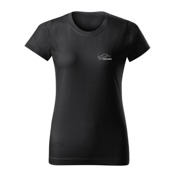 T-SHIRT ♀ | MÄDELS | MX-5 | S | ebonygrau | Vorderseite/Rückseite | mazda/mx5/nb