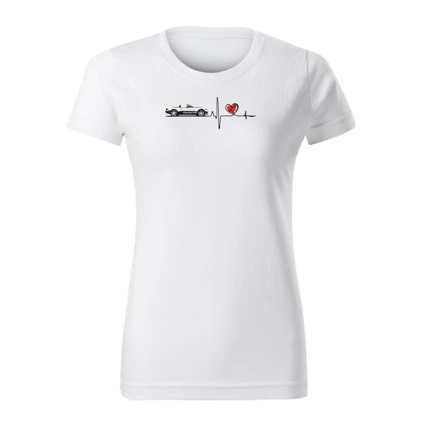 T-SHIRT ♀ | HEARTBEAT - CLASSIC | XXL | WEISS | VORDERSEITE | MAZDA/MX5/NB