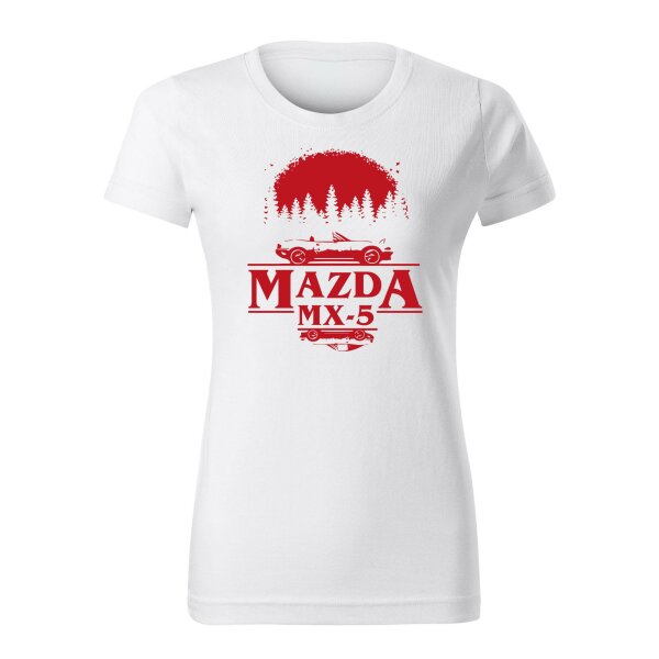 T-SHIRT ♀ | UPSIDE DOWN | S | weiss | Vorderseite | mazda/mx5/na