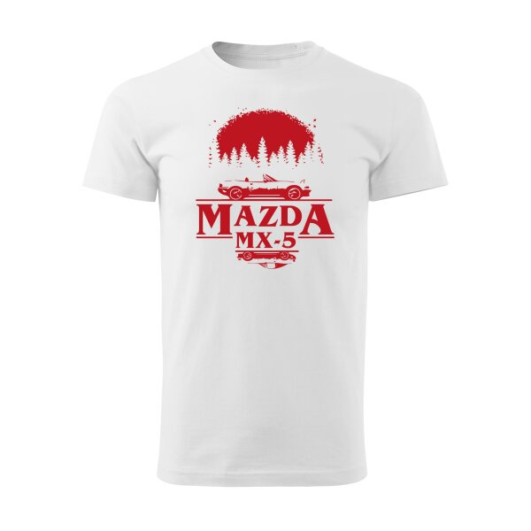 T-SHIRT ♂ | UPSIDE DOWN | S | weiss | Vorderseite | mazda/mx5/na