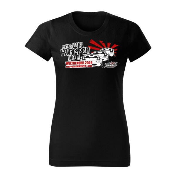 T-SHIRT ♀ | WETTEN WIR KLAPPEN DAS ... EIN-MX5-Event 2026 | M | schwarz | Vorderseite | mazda/mx5