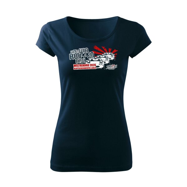 T-SHIRT ♀ | BOATNECK | WETTEN WIR KLAPPEN DAS ... EIN-MX5-Event 2026 | XXL | marineblau | Vorderseite | mazda/mx5