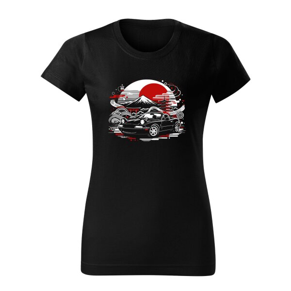 T-SHIRT ♀ | ZEN MOTION | MX-5 | S | schwarz | Vorderseite | mazda/mx5/na