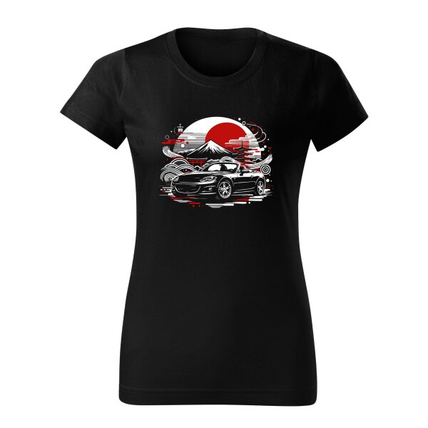 T-SHIRT ♀ | ZEN MOTION | MX-5 | L | schwarz | Vorderseite | mazda/mx5/nc