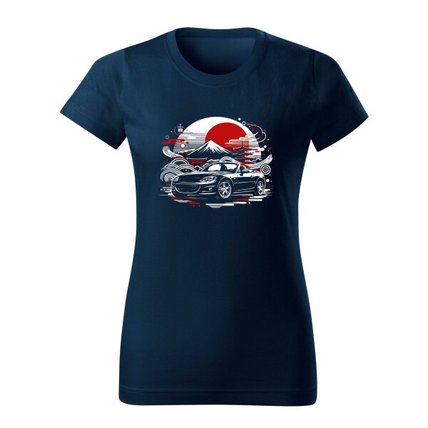 T-SHIRT ♀ | ZEN MOTION | MX-5 | M | marineblau | Vorderseite | mazda/mx5/nc