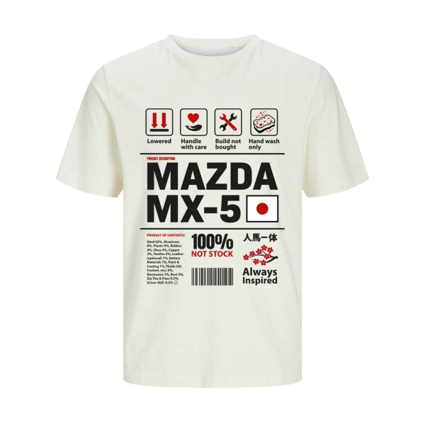 J&J T-SHIRT ⚥ | INGREDIENTS | MX-5 | M | egret | Vorderseite | mazda/mx5