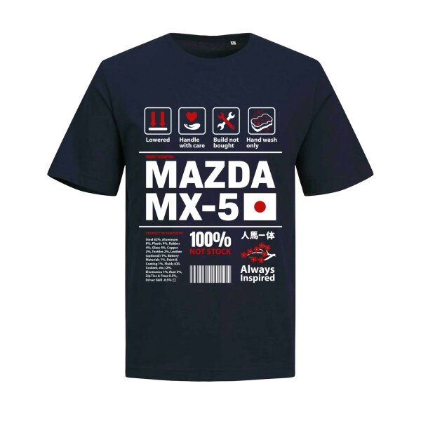 J&J T-SHIRT ⚥ | INGREDIENTS | MX-5 | M | navy-blazer | Vorderseite | mazda/mx5