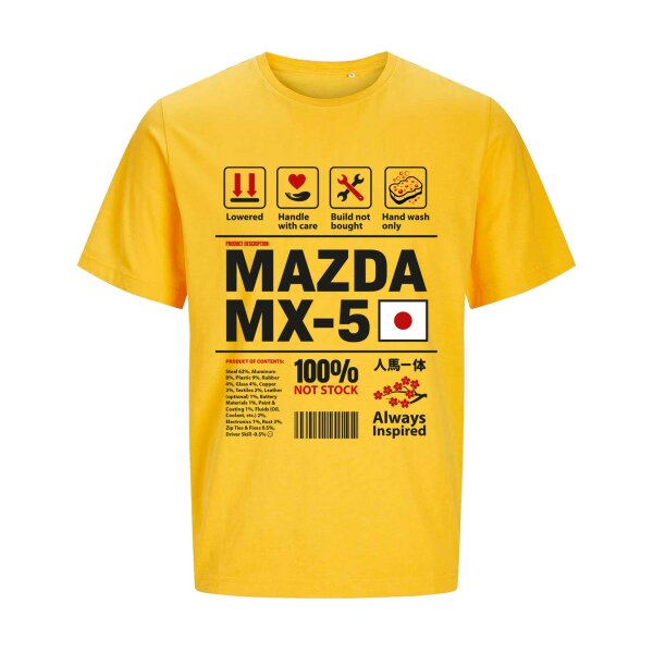 J&J T-SHIRT ⚥ | INGREDIENTS | MX-5 | M | spectral-yellow | Vorderseite | mazda/mx5