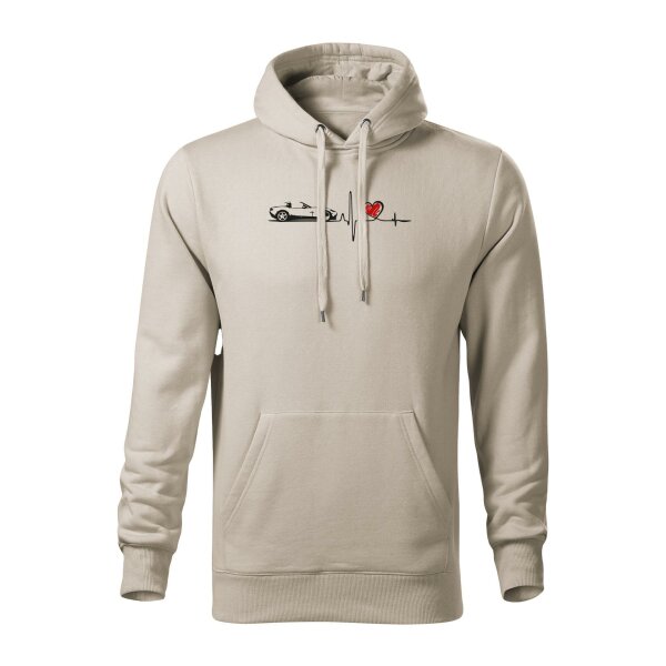 HOODIE ♂ | HEARTBEAT - CLASSIC | M | EISGRAU | VORDERSEITE | MAZDA/MX5/RF