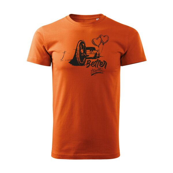 02/24 | T-SHIRT ♂ | FEBRUAR | S | ORANGE | VORDERSEITE | MAZDA/MX5/NA