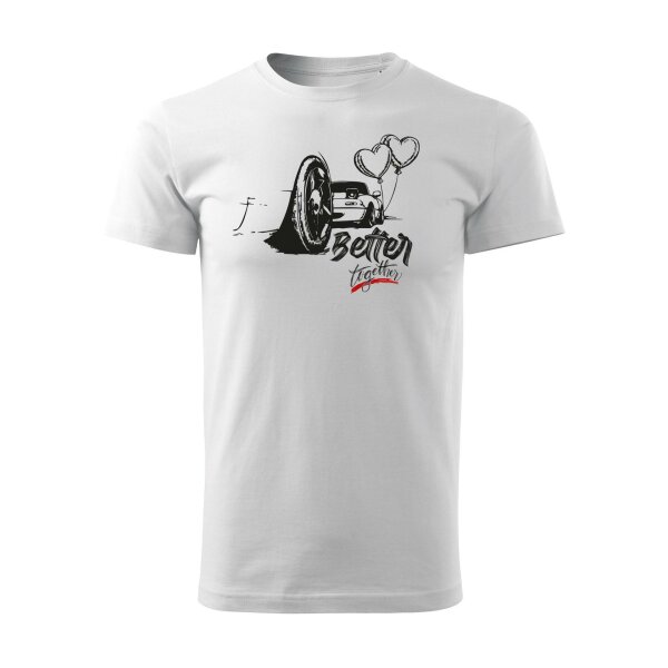 02/24 | T-SHIRT ♂ | FEBRUAR | S | WEISS | VORDERSEITE | MAZDA/MX5/NA