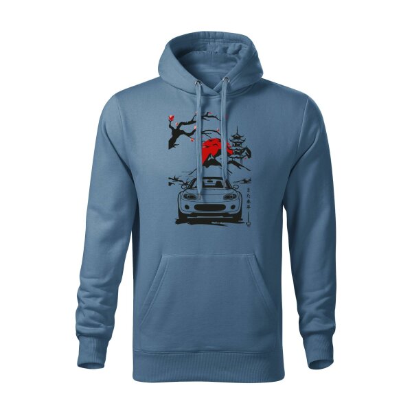 04/24 | HOODIE ♂ | APRIL | M | DENIM | VORDERSEITE | MAZDA/MX5/NC