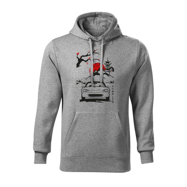 04/24 | HOODIE ♂ | APRIL | XL | DUNKELGRAUMELIERT | VORDERSEITE | MAZDA/MX5/NB