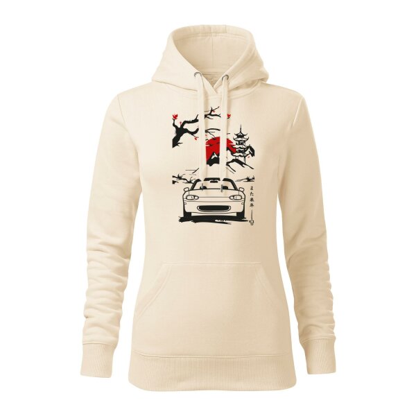 04/24 | HOODIE ♀ | APRIL | L | MANDEL | VORDERSEITE | MAZDA/MX5/NB