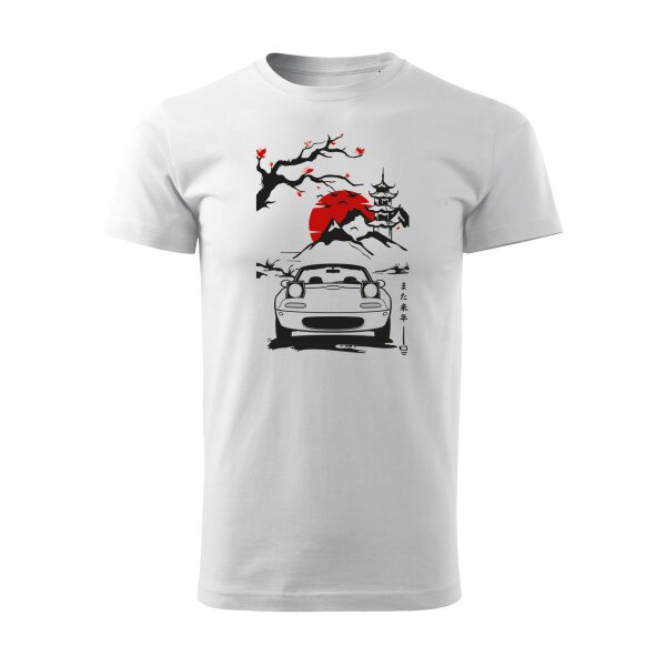 04/24 | T-SHIRT ♂ | APRIL | S | WEISS | VORDERSEITE | MAZDA/MX5/NA