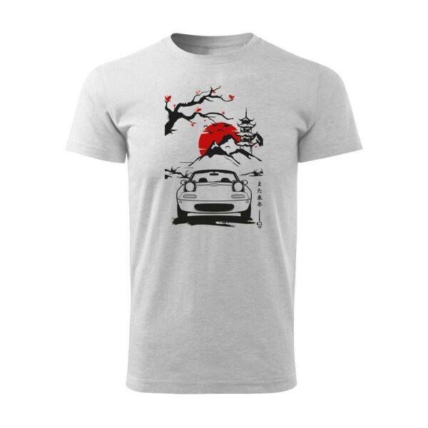 04/24 | T-SHIRT ♂ | APRIL | M | HELLGRAUMELIERT | VORDERSEITE | MAZDA/MX5/NA