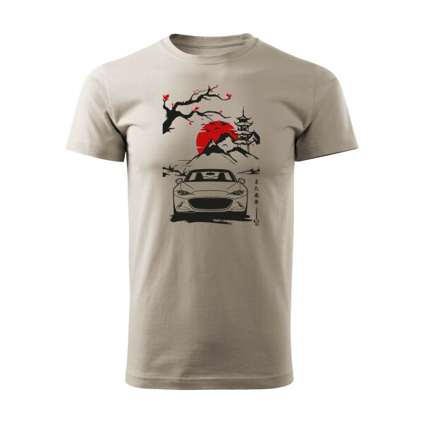 04/24 | T-SHIRT ♂ | APRIL | M | EISGRAU | VORDERSEITE | MAZDA/MX5/ND