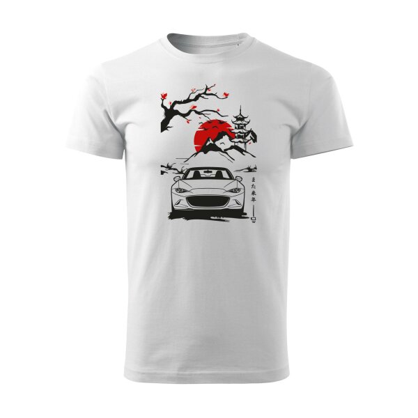 04/24 | T-SHIRT ♂ | APRIL | L | WEISS | VORDERSEITE | MAZDA/MX5/ND