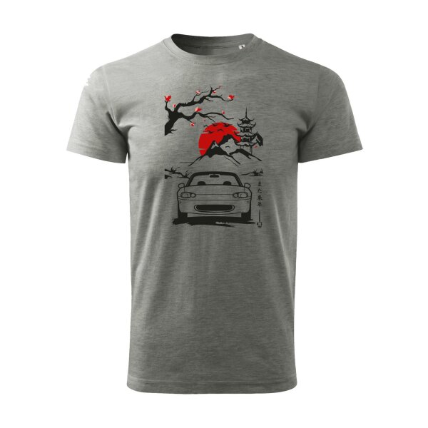 04/24 | T-SHIRT ♂ | APRIL | M | DUNKELGRAUMELIERT | VORDERSEITE | MAZDA/MX5/NB