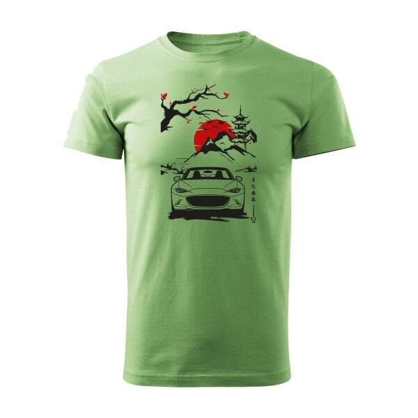 04/24 | T-SHIRT ♂ | APRIL | XXL | ERBSENGRUEN | VORDERSEITE | MAZDA/MX5/ND