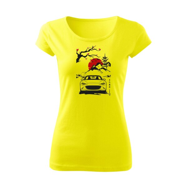 04/24 | T-SHIRT ♂ | BOATNECK | APRIL | S | ZITRONENGELB | VORDERSEITE | MAZDA/MX5/ND