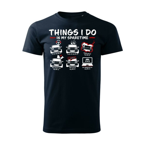 T-SHIRT ♂ | SPARETIME | M | marineblau | Vorderseite | mazda/mx5/na