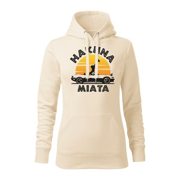HOODIE ♀ | HAKUNA MIATA | M | mandel | Vorderseite | mazda/mx5/na