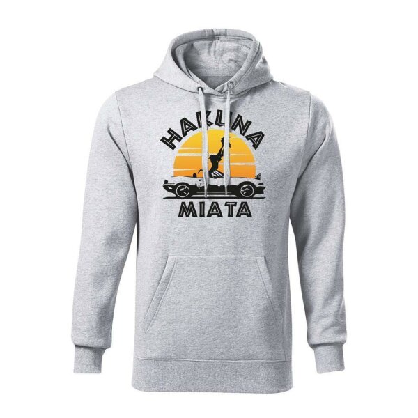 HOODIE ♂ | HAKUNA MIATA | L | hellgraumeliert | Vorderseite | mazda/mx5/na
