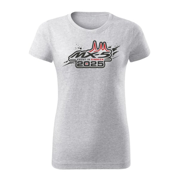 T-SHIRT ♀ | EIN-MX5-Event 2025 | XL | hellgraumeliert | Vorderseite | mazda/mx5