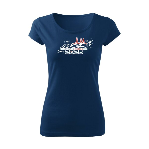 T-SHIRT ♀ | BOATNECK | EIN-MX5-Event 2025 | L | mitternachtsblau | Vorderseite | mazda/mx5
