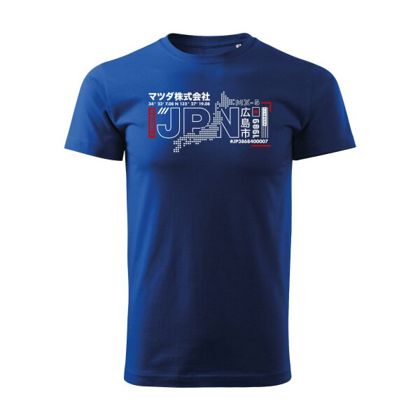 T-SHIRT ♂ | 01/2025 | IT STARTED IN JPN | MX-5 | M | mitternachtsblau | Vorderseite | mazda/mx5