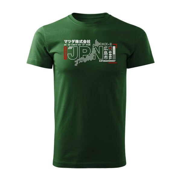 T-SHIRT ♂ | 01/2025 | IT STARTED IN JPN | MX-5 | L | flaschengruen | Vorderseite | mazda/mx5