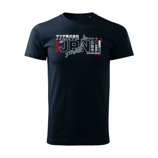 T-SHIRT ♂ | 01/2025 | IT STARTED IN JPN | MX-5 | M | marineblau | Vorderseite | mazda/mx5