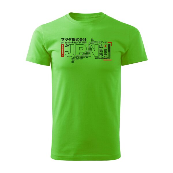 T-SHIRT ♂ | 01/2025 | IT STARTED IN JPN | MX-5 | XL | apfelgruen | Vorderseite | mazda/mx5